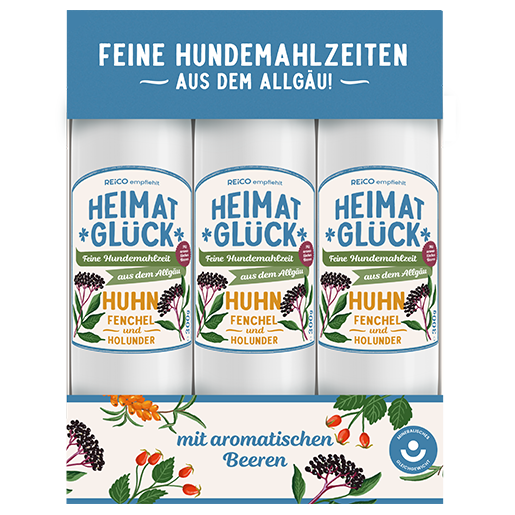 3 Stück Hundewurst (Nassfutter) Huhn und Fenchel