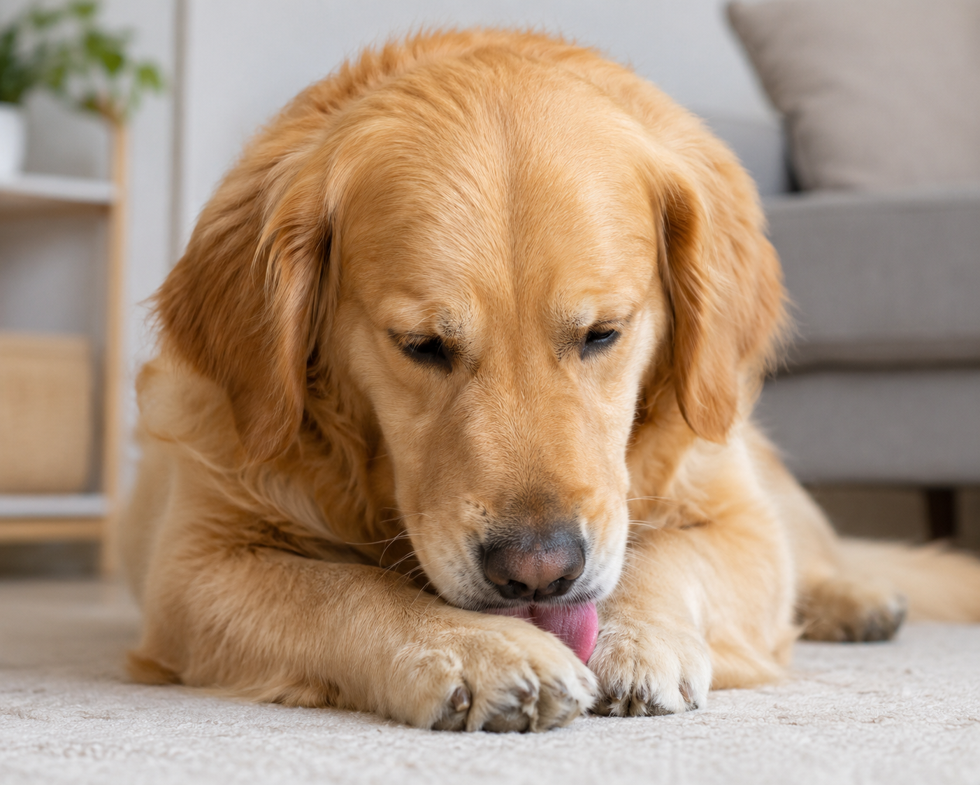 Hund leckt sich ständig Pfoten